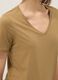 T-shirt in puro cotone marrone regular fit con scollo a V_3