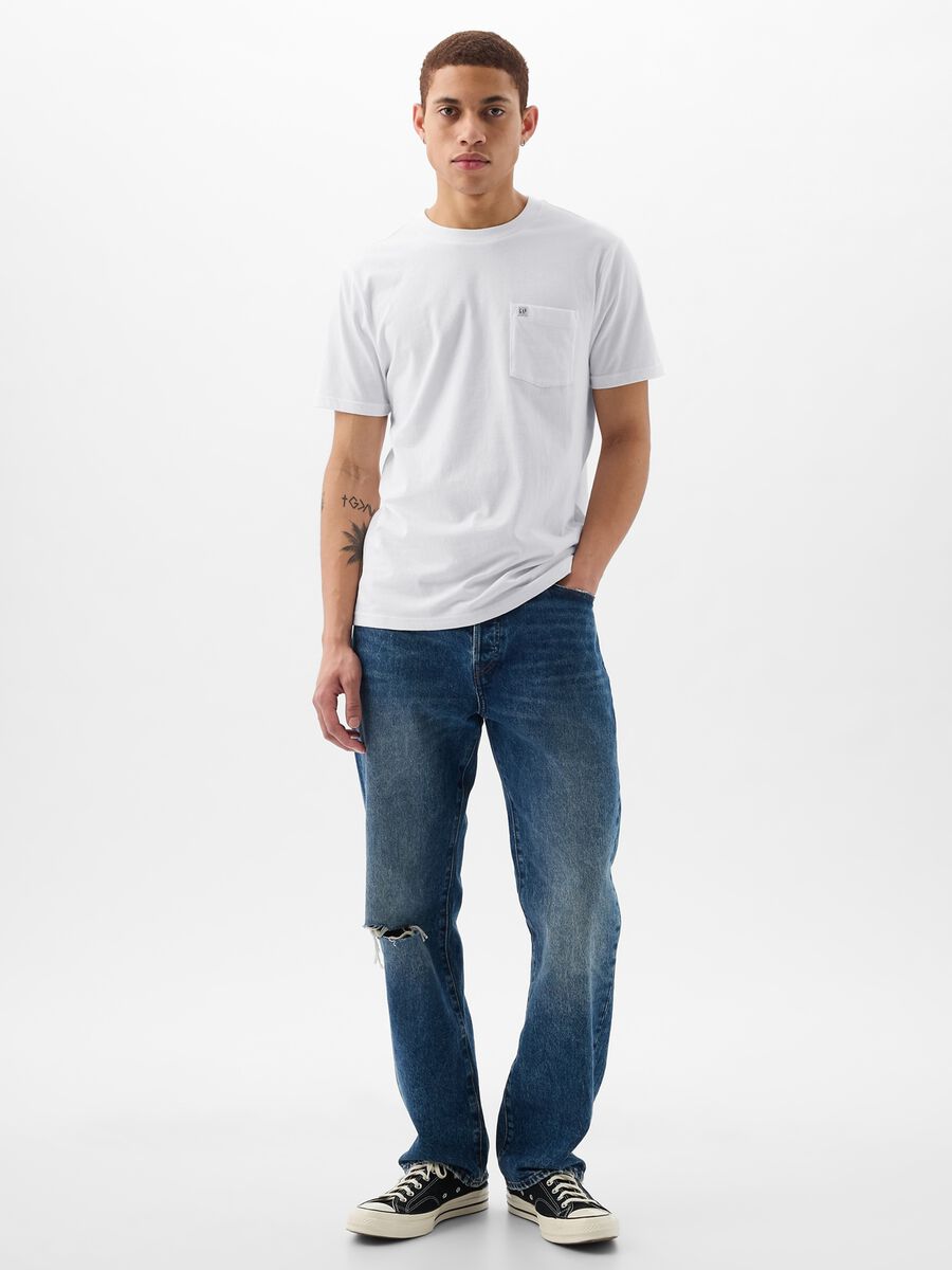 Cotton T-shirt with pocket and logo patch_1