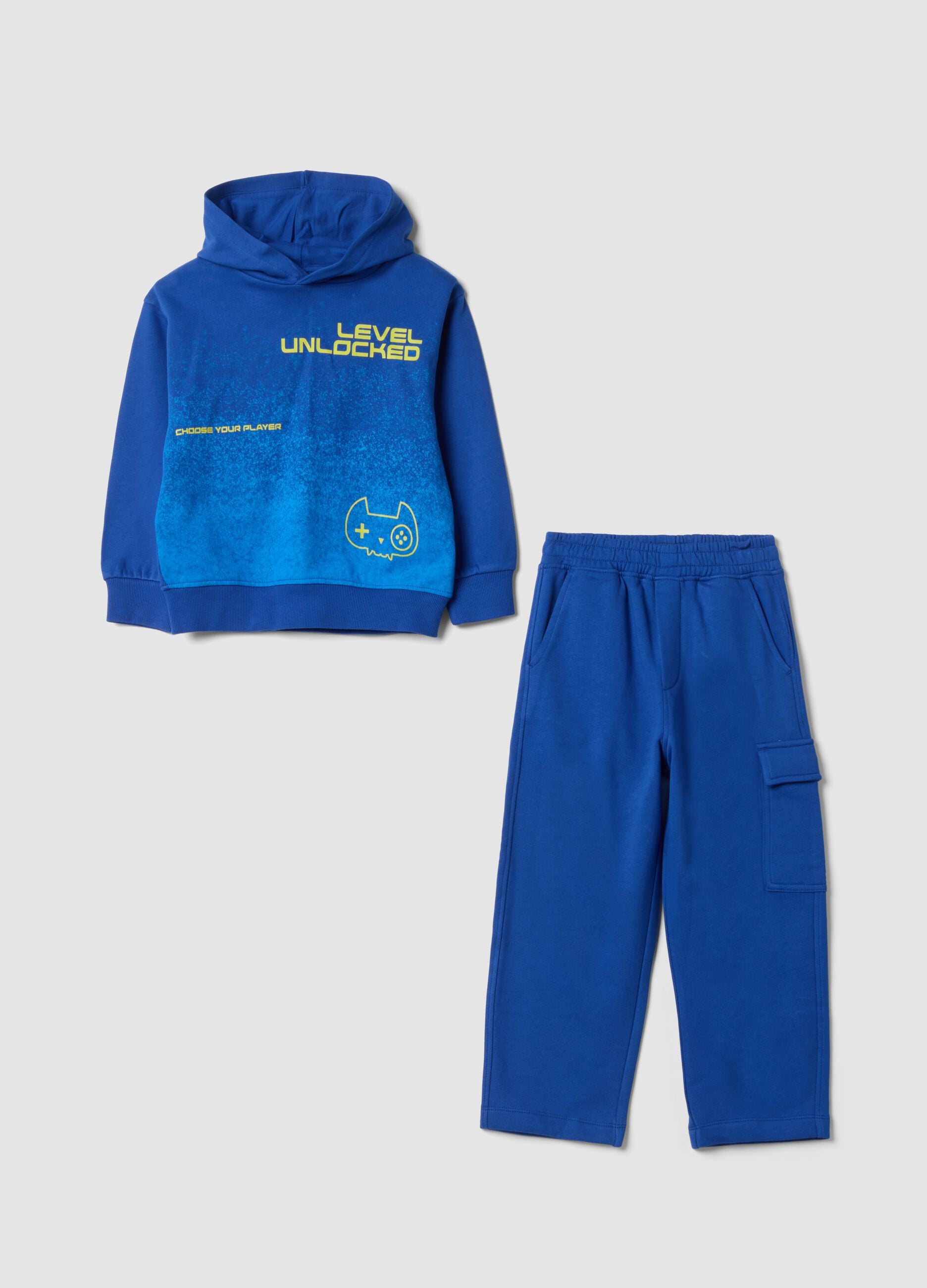 Blue pure cotton jogging set with oversized crew neck fit