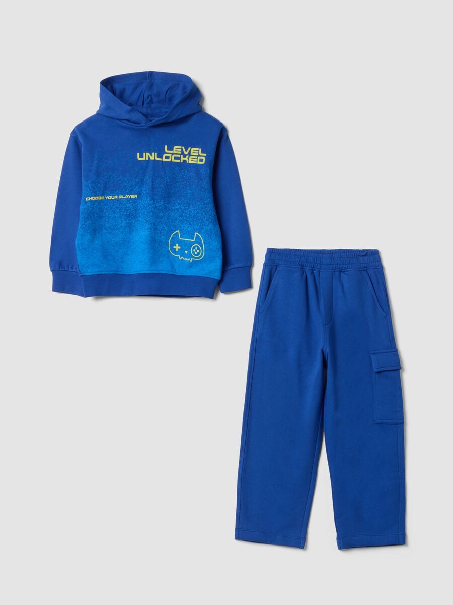 Blue pure cotton jogging set with oversized crew neck fit_0