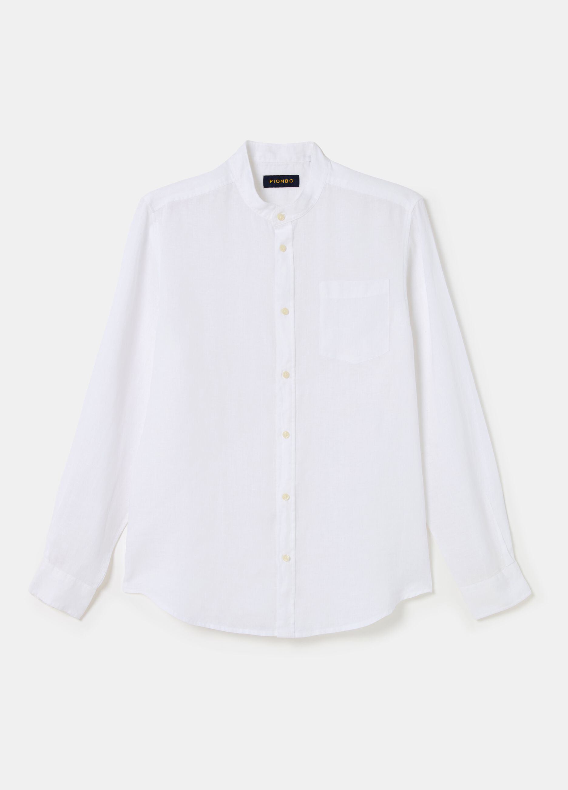 Camicia in lino con collo alla coreana