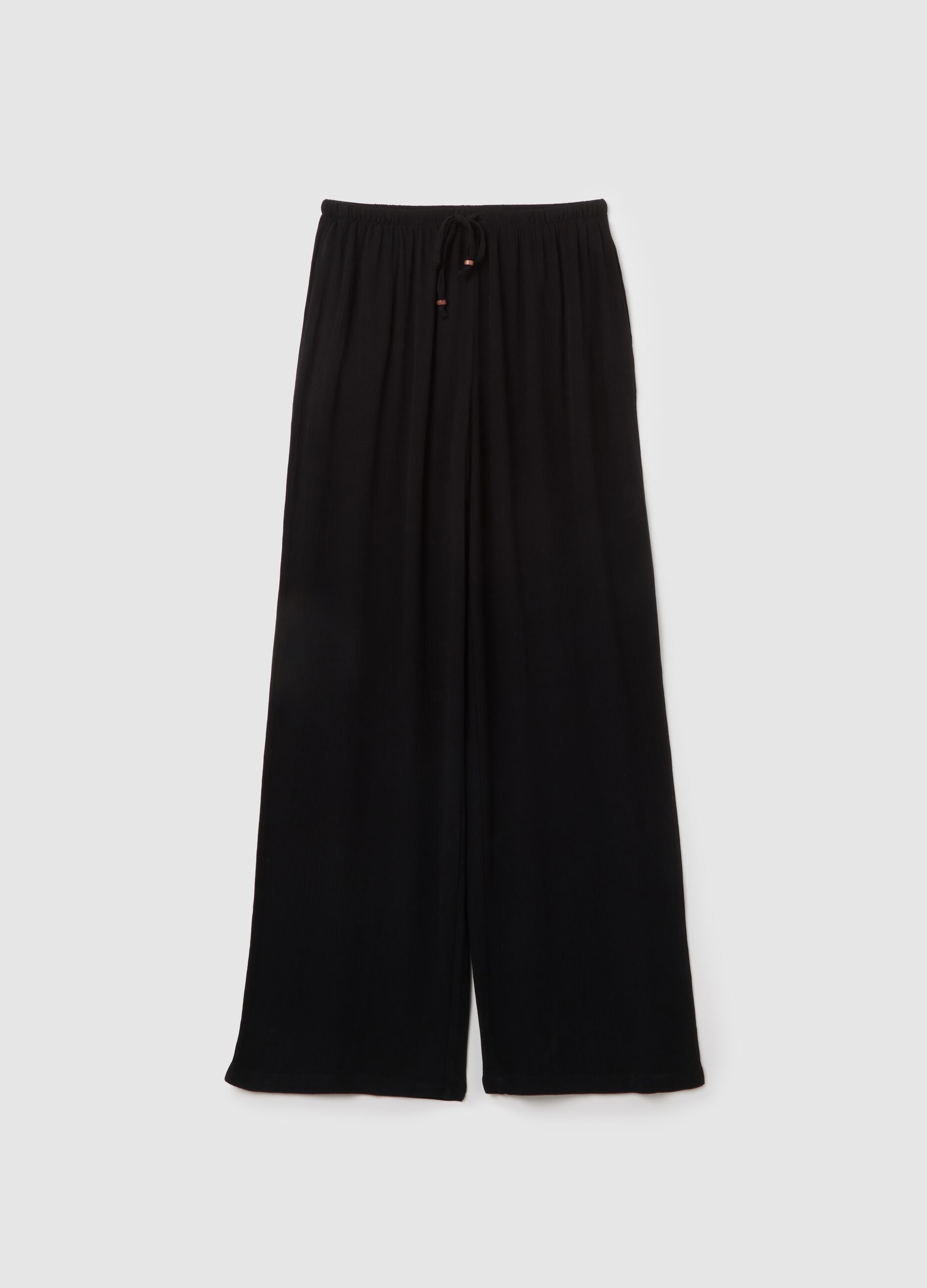 Pantaloni da donna in puro viscosa neri relaxed fit