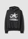 Black cotton-blend hooded sweatshirt with crew neck_0