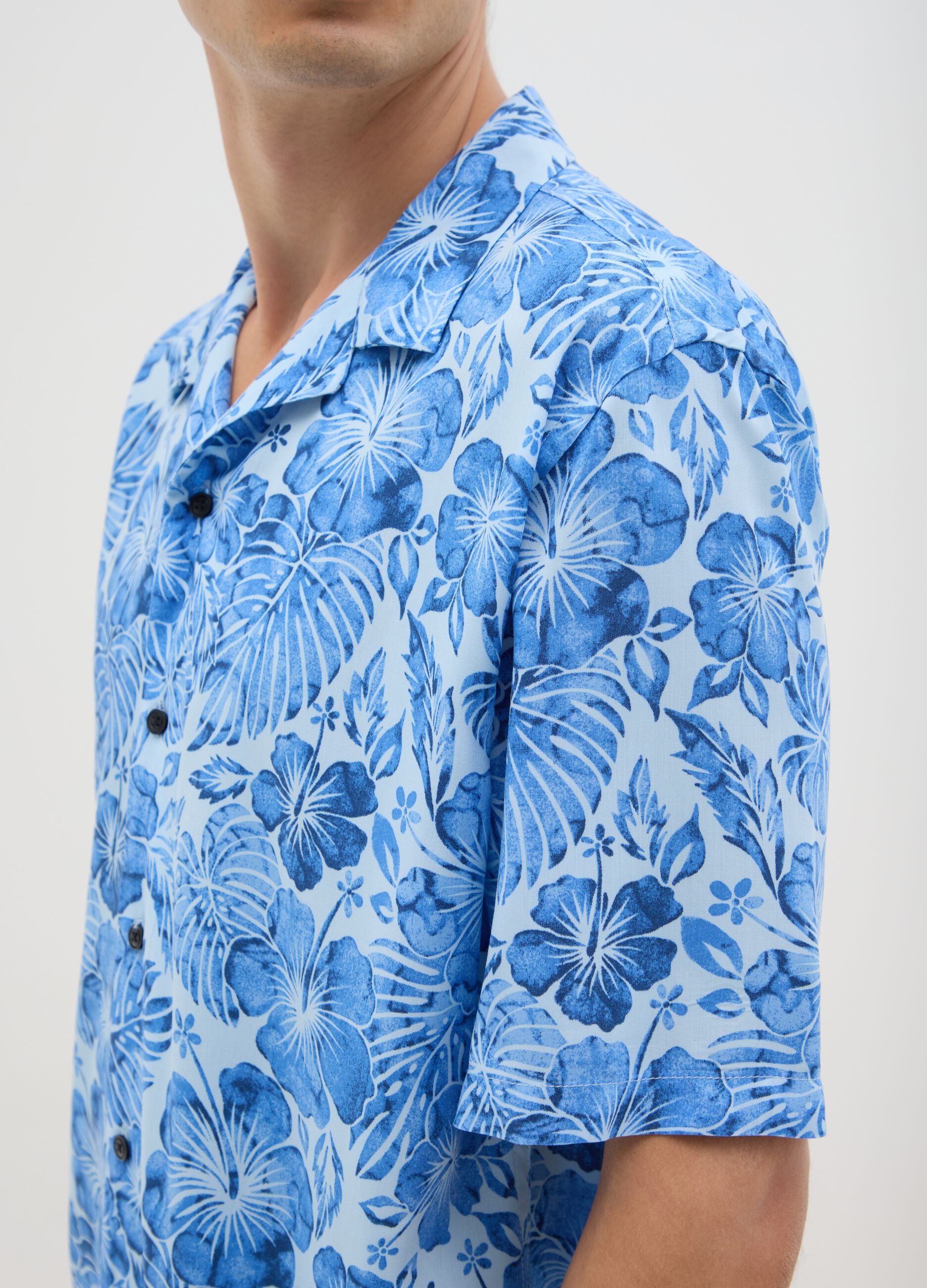 Men's Multicolour Viscose Shirt with Over Fit