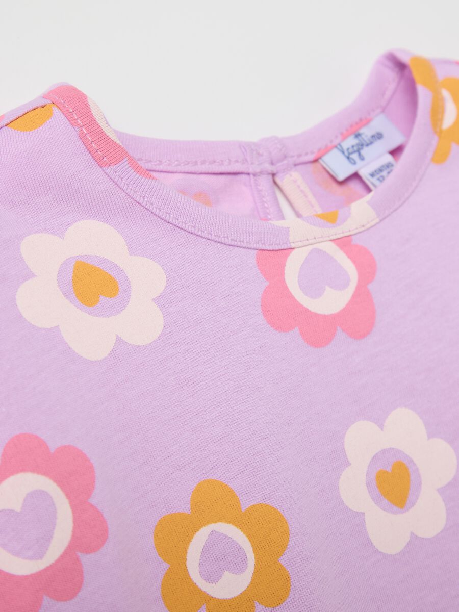 Purple sleeveless T-shirt in cotton with print_2