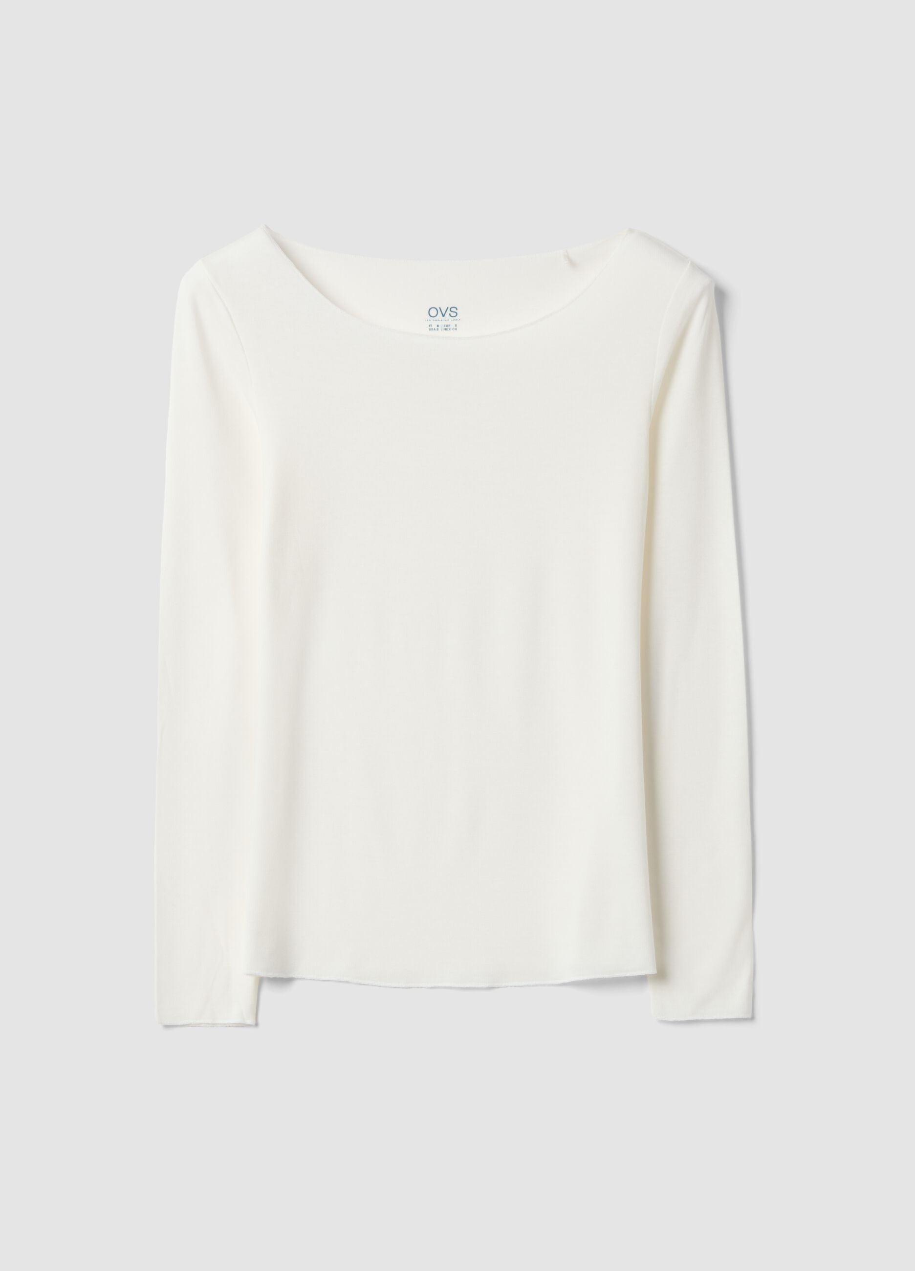 White stretch modal crew-neck T-shirt, regular fit