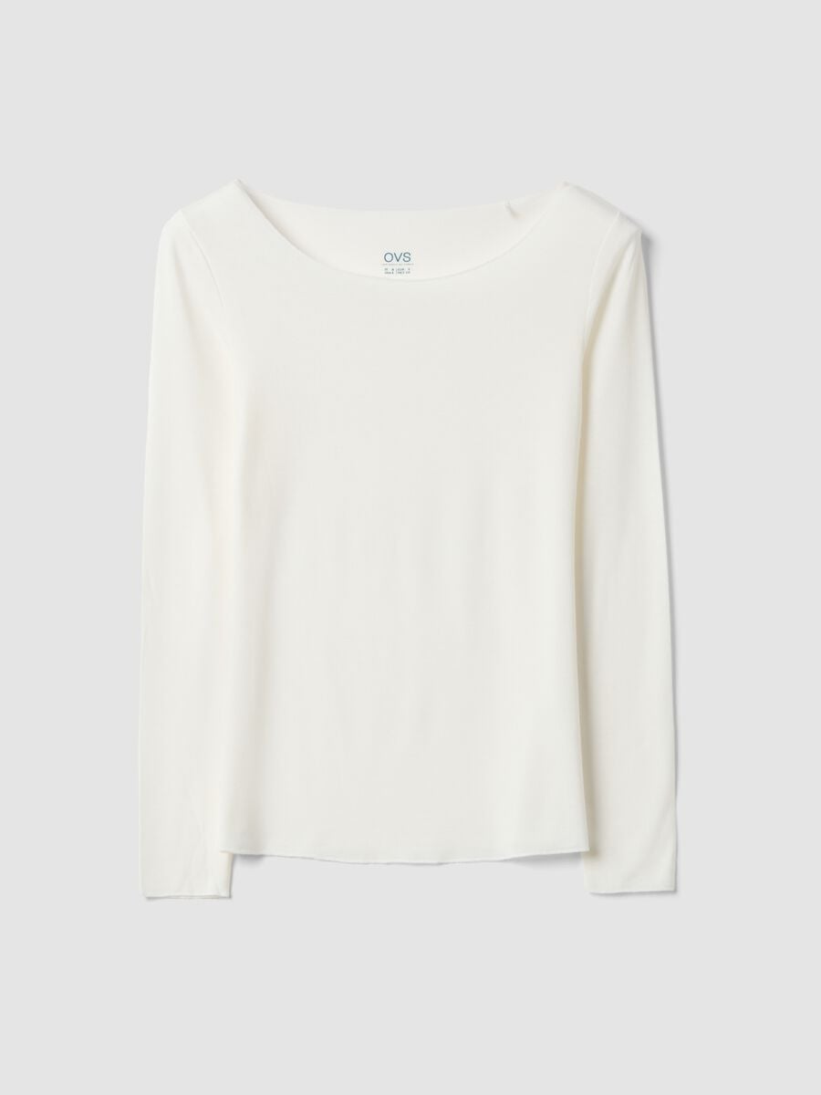 White stretch modal crew-neck T-shirt, regular fit_0