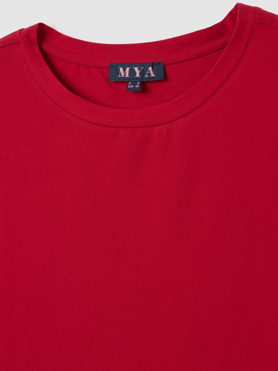 Women's long red cotton dress with regular fit_1