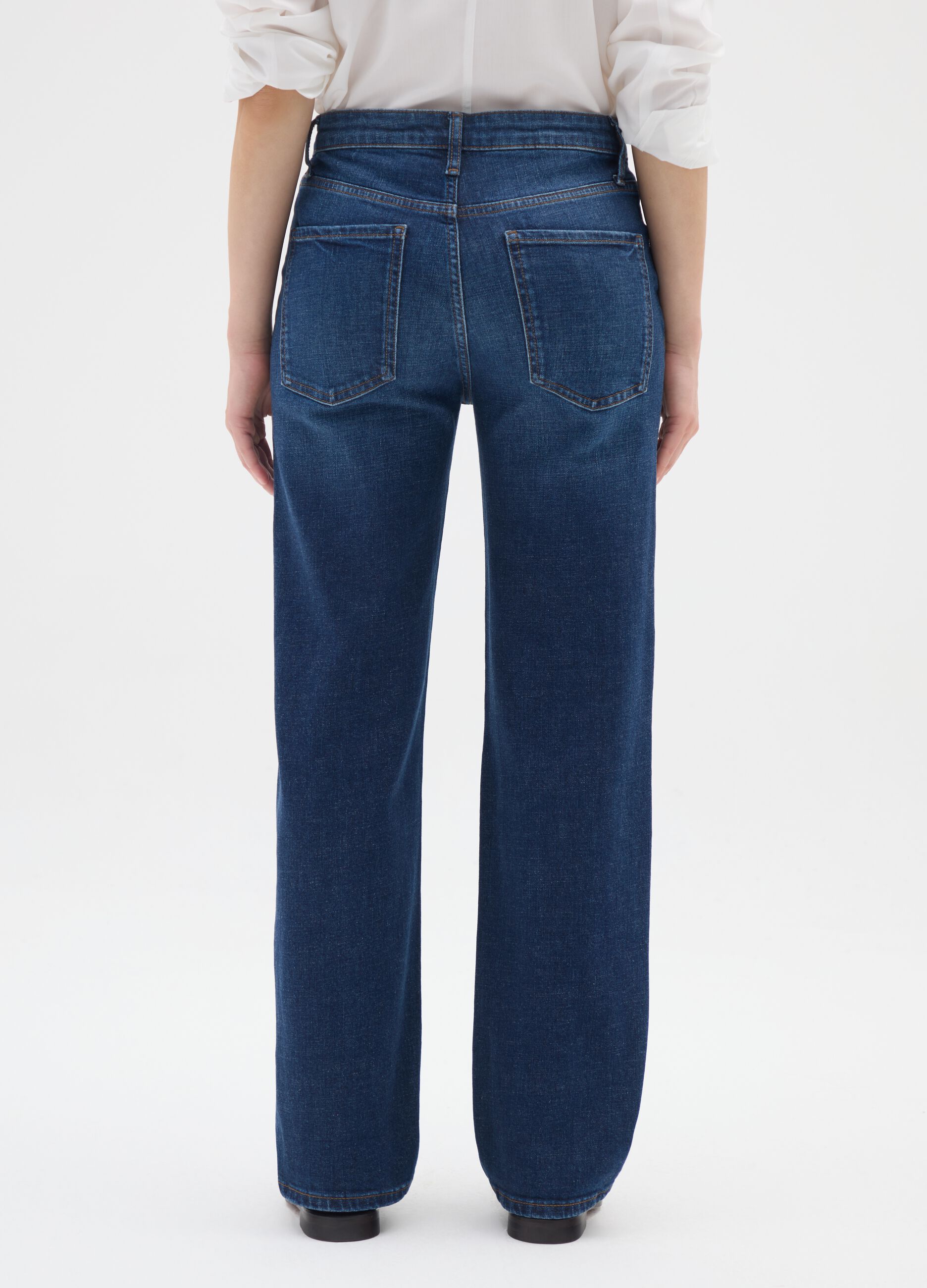 Stretchy Blue Denim Jeans with High Waist