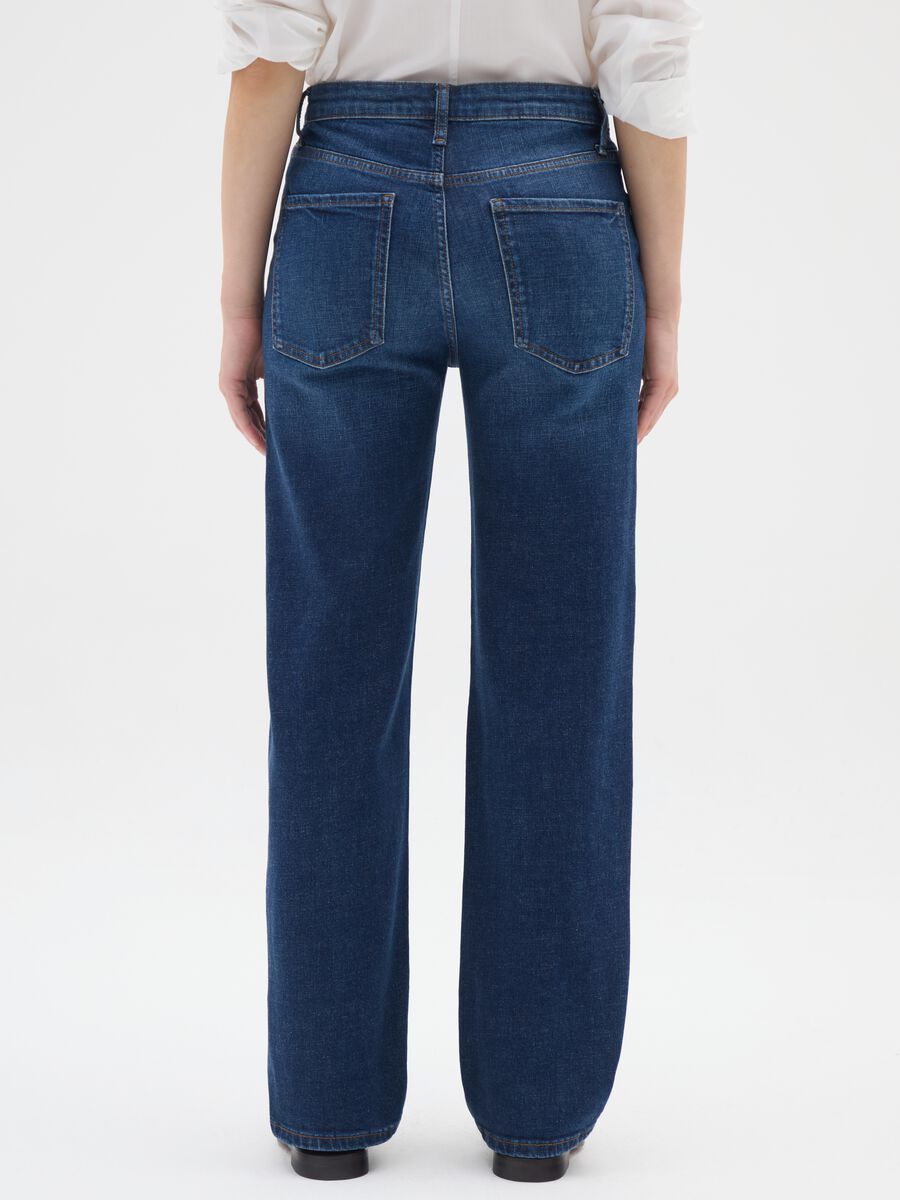 Stretchy Blue Denim Jeans with High Waist_2