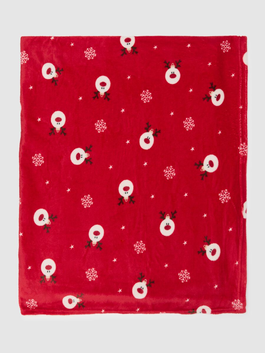 Red Christmas throw with prints_2