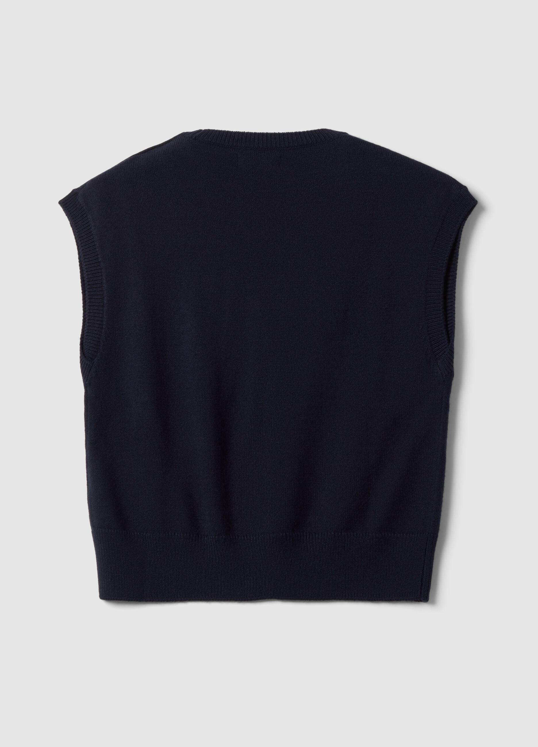 Gilet blu con scollo profondo a V e bottoni over fit