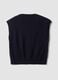 Gilet blu con scollo profondo a V e bottoni over fit_2