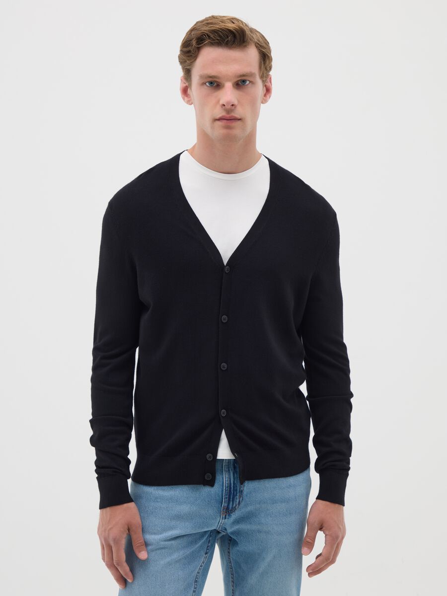 Black Viscose Blend Cardigan_0
