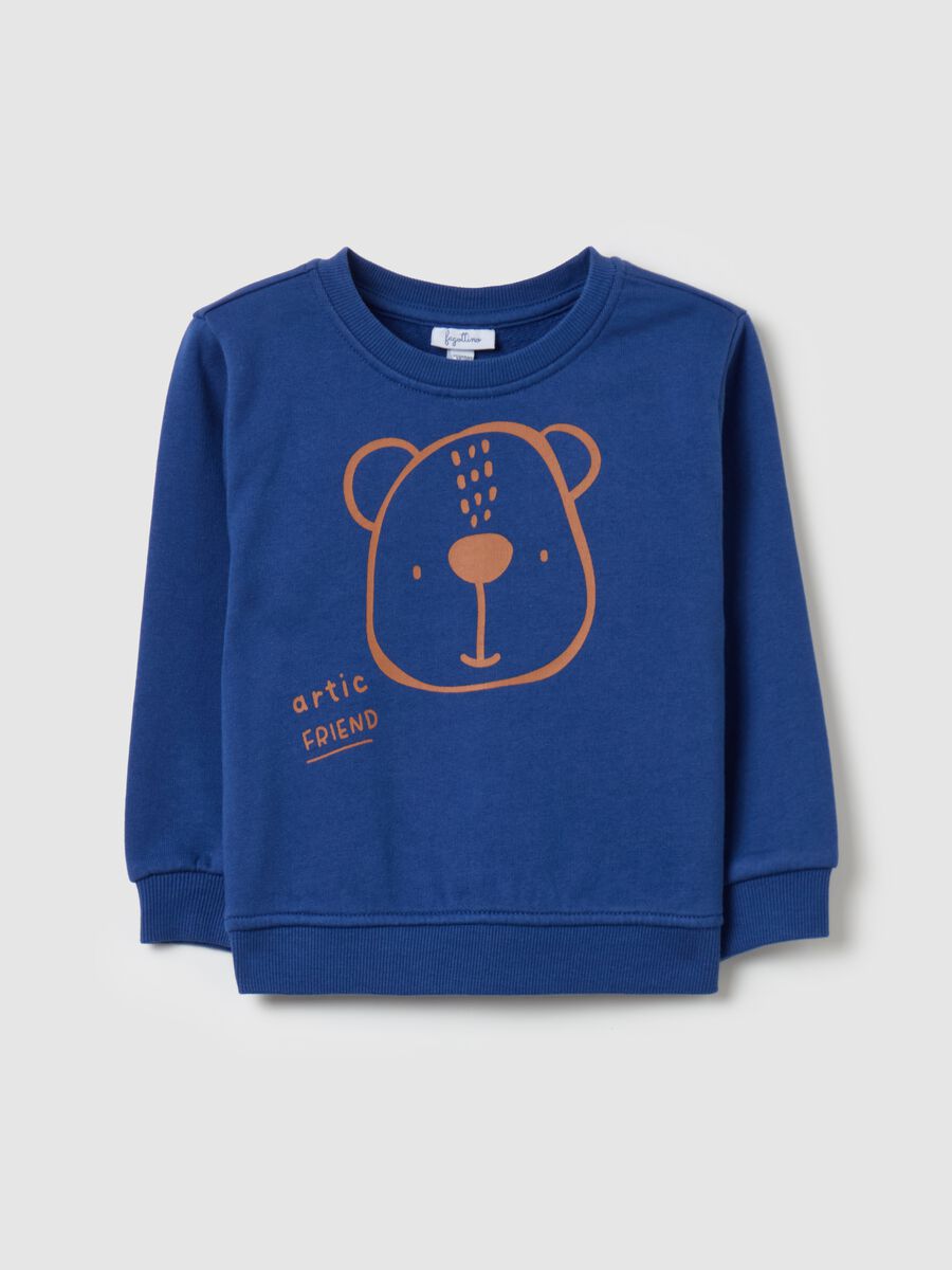 Cotton sweatshirt with teddy bear print_0