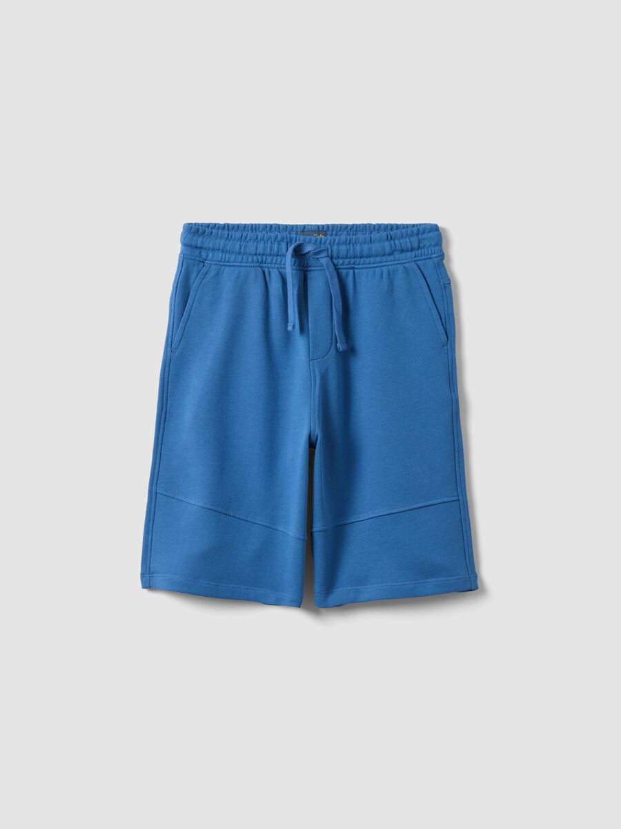 Pantaloni corti in puro cotone blu da ragazzo comfort fit_3