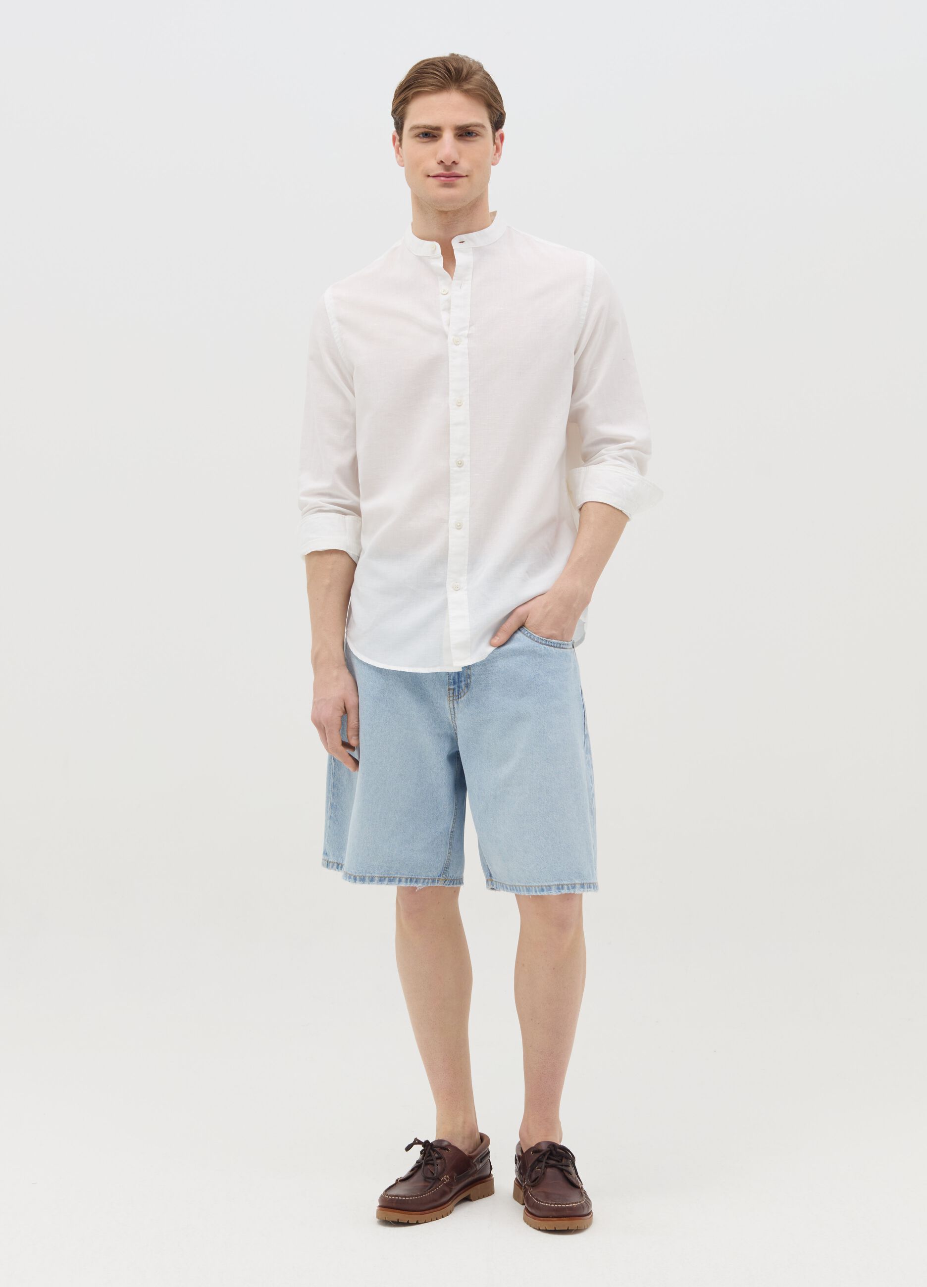 Baggy-fit Bermuda shorts in denim with five pockets