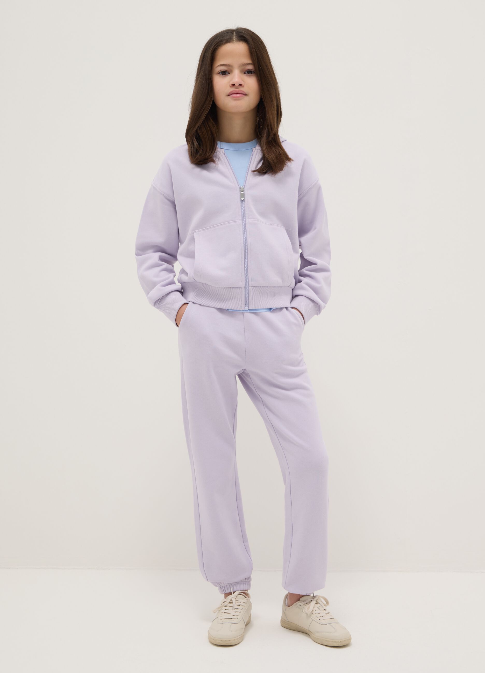 Girls' purple pure cotton trousers regular fit