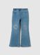 Girls' blue denim flare jeans with rhinestone hearts_0