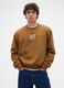 Brown crew neck sweatshirt in cotton blend_0