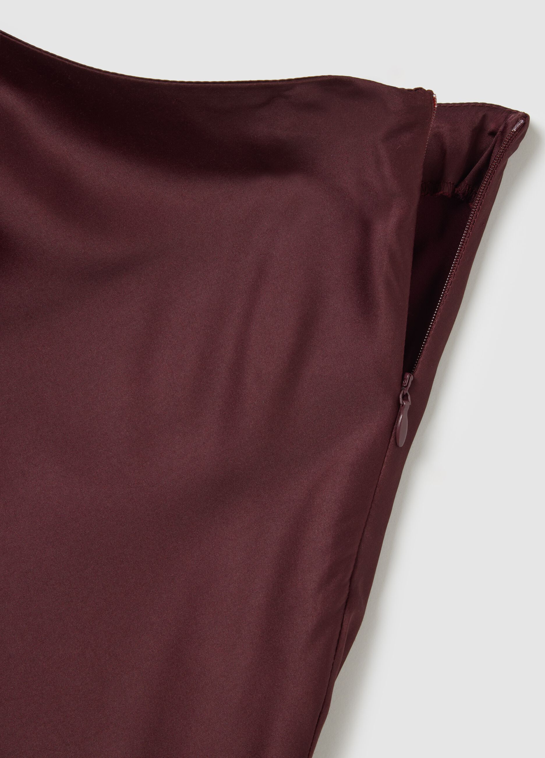 Brown regular fit satin blend skirt