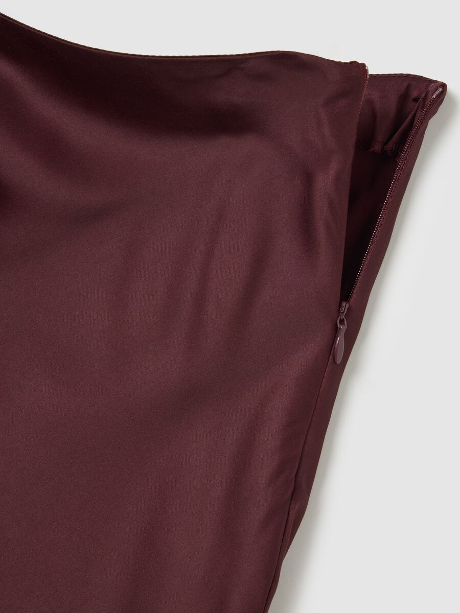 Brown regular fit satin blend skirt_1