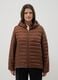 Brown padded regular fit jacket with zip and hood_2