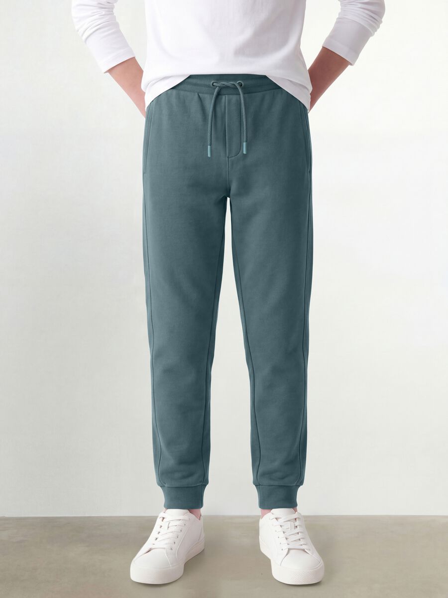Pantaloni jogger blu in cotone organico_1