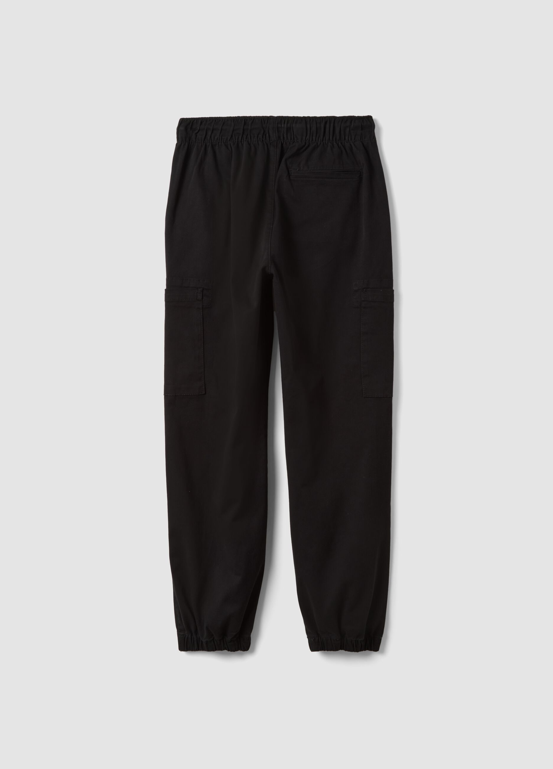 Jogger cargo neri in cotone elasticizzato