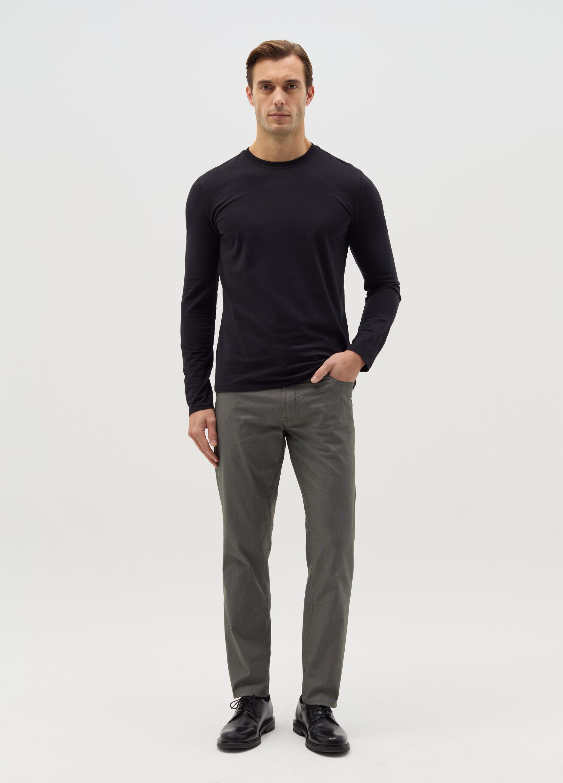 Stretch slim-fit trousers with five pockets