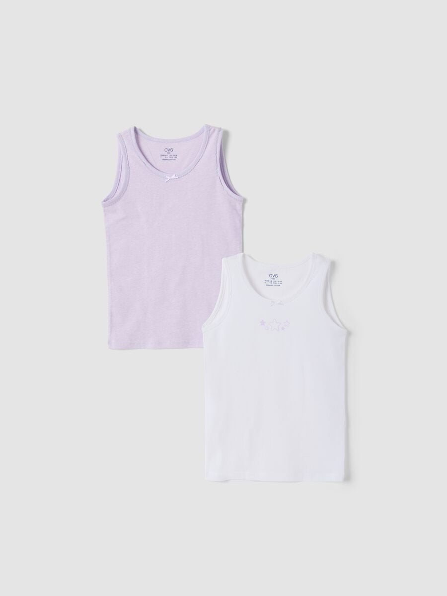 2-pack white and purple organic cotton crew-neck vests_0