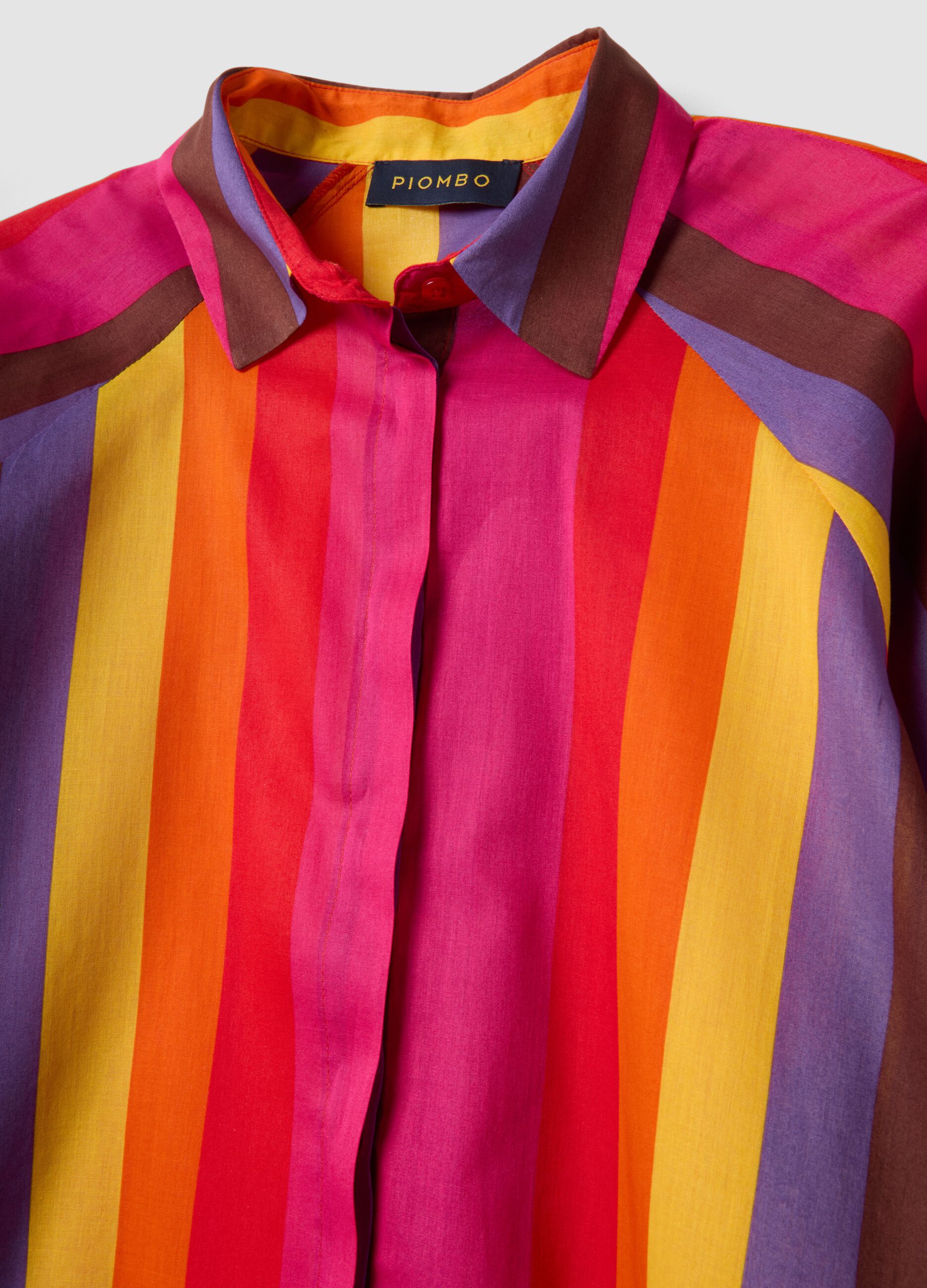Multicolour pure cotton shirt with classic collar