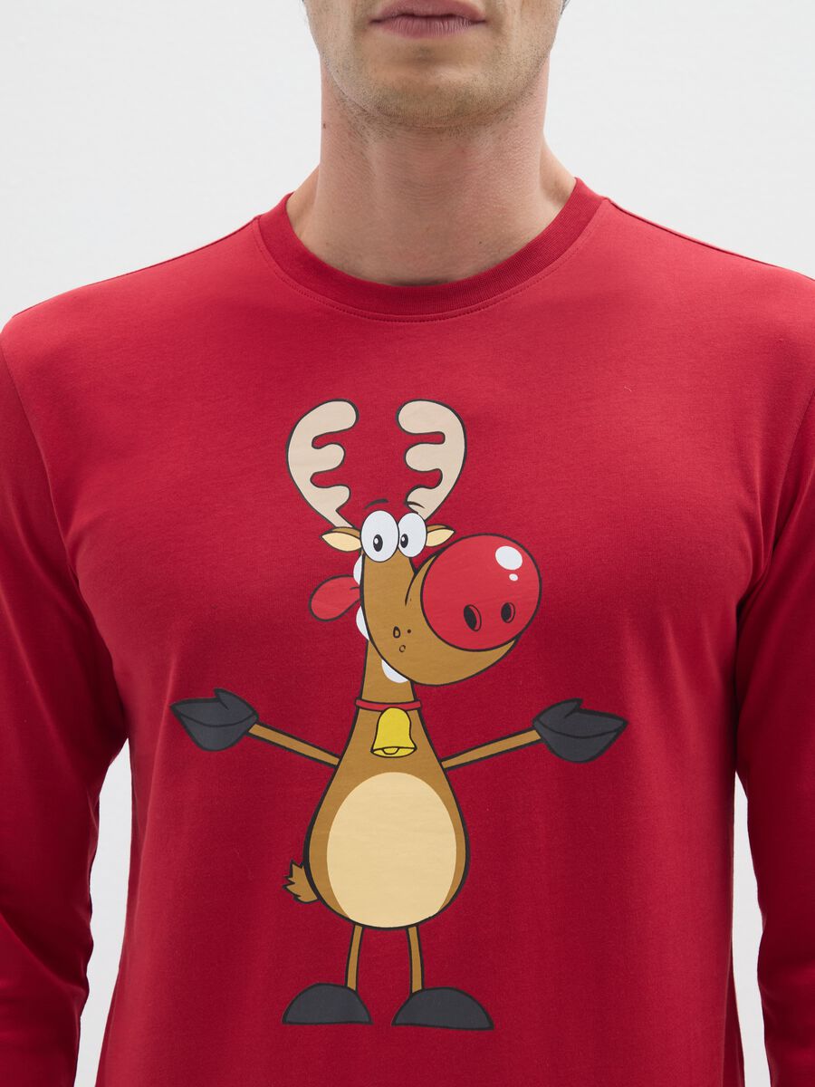 Red pure cotton regular fit Christmas pyjama top_3