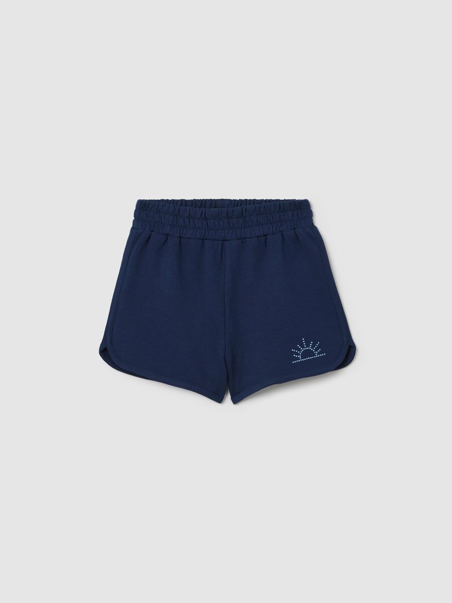 Blue Pure Cotton Shorts for Girls OVS Kids_0