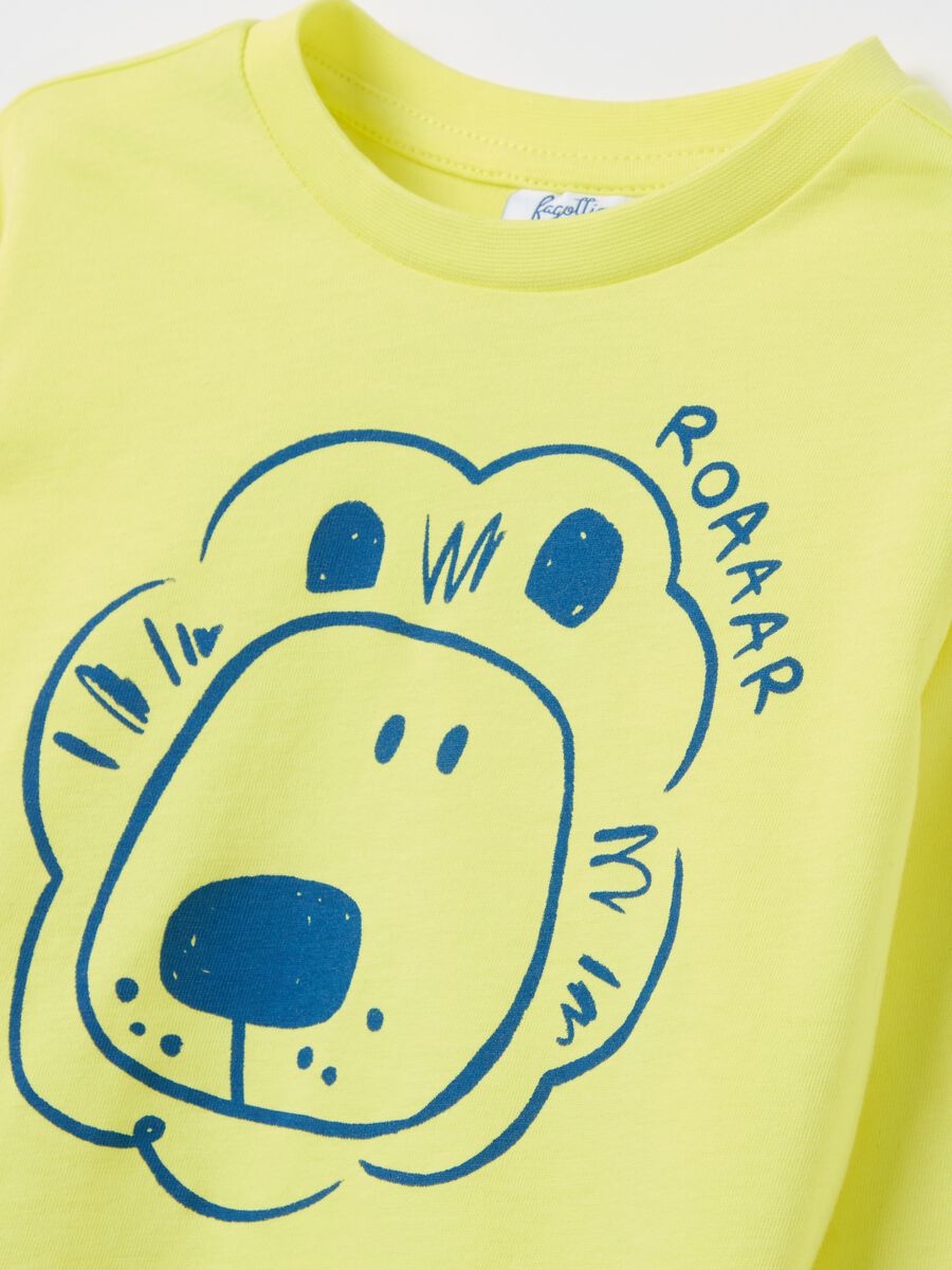 T-shirt maniche lunghe in cotone stampa leone _2