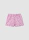Pink pure cotton shorts with floral print_0