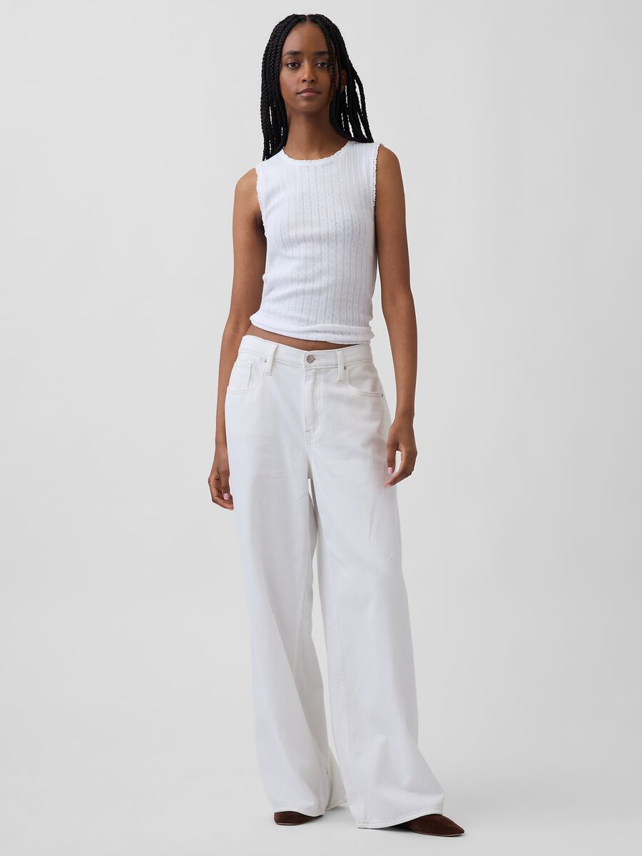 Tank top in misto cotone a costine_2