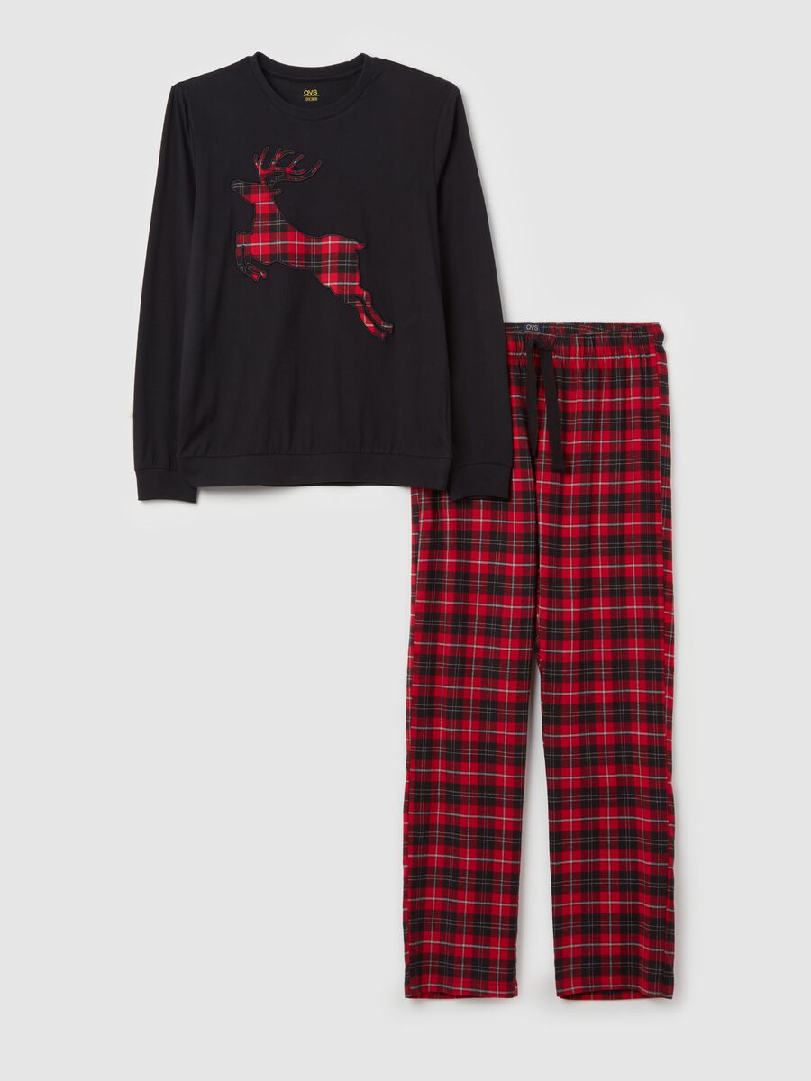 Pyjamas with tartan pattern and animal patch_4