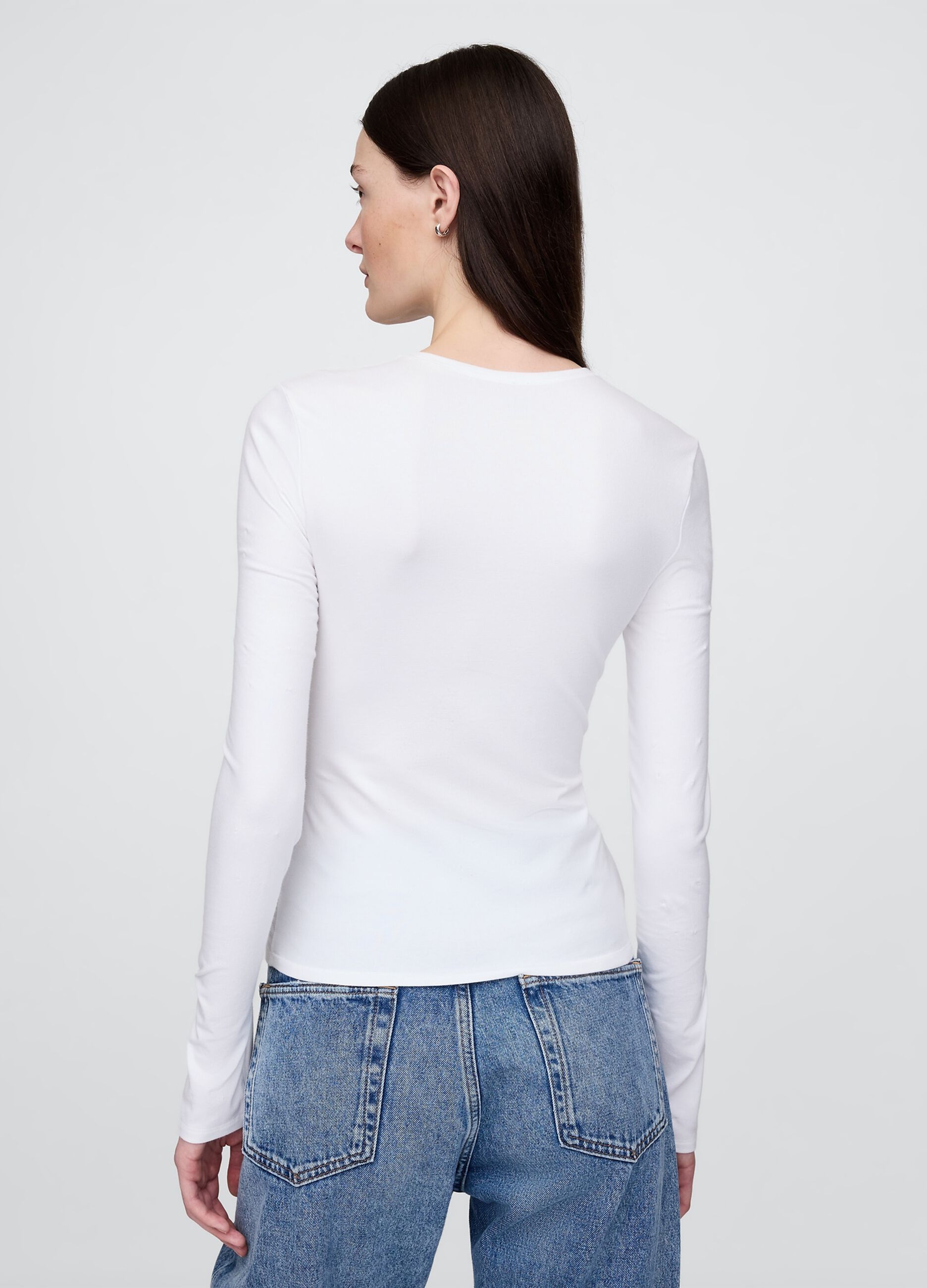 T-shirt bianca a maniche lunghe elasticizzata