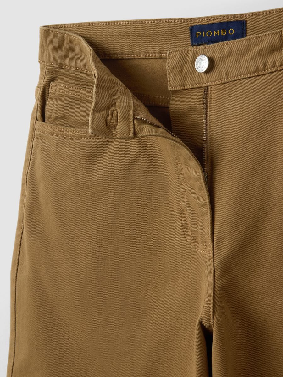 Brown stretch cotton wide-leg trousers_5