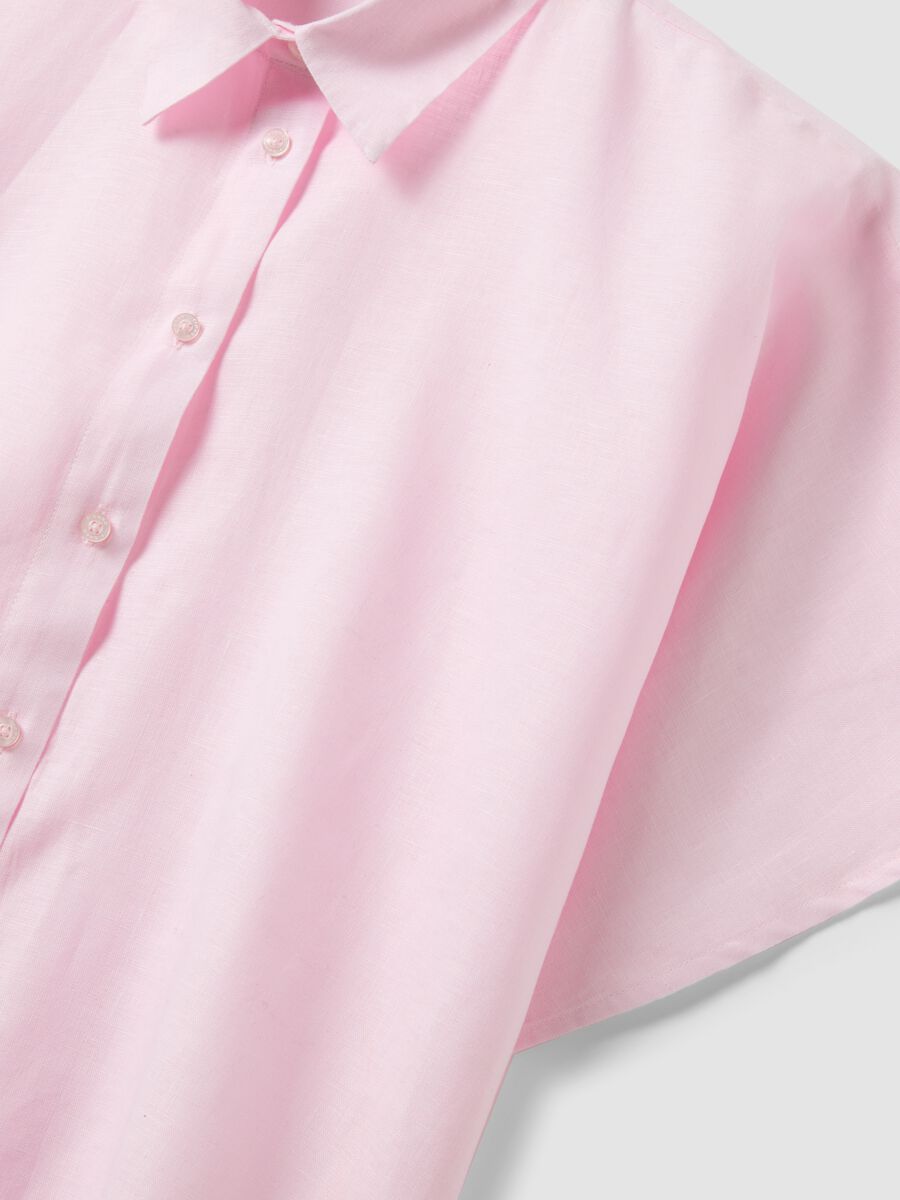 Pink pure linen regular-fit shirt_5
