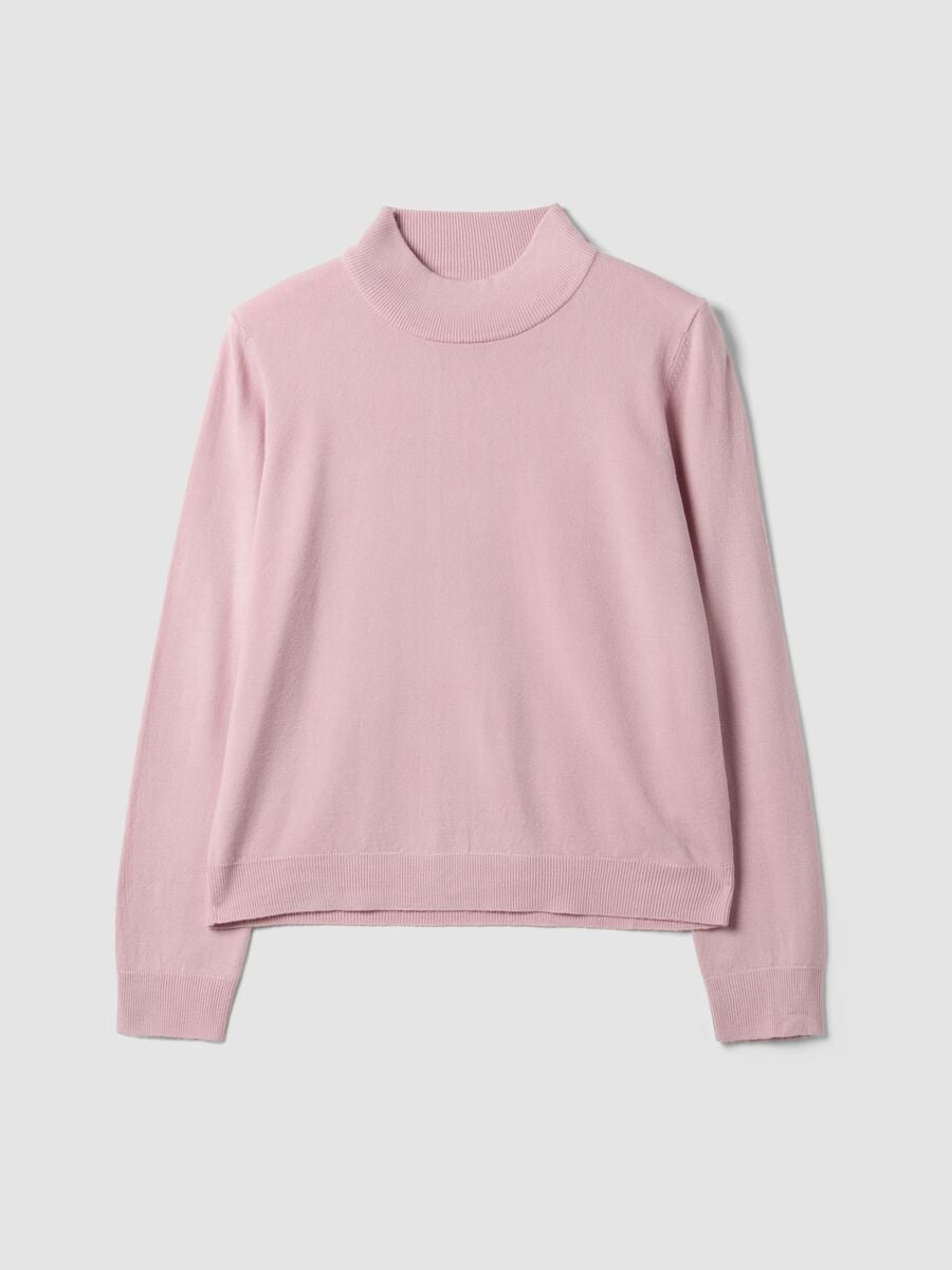 Pink long-sleeved top with high neck, regular fit_4