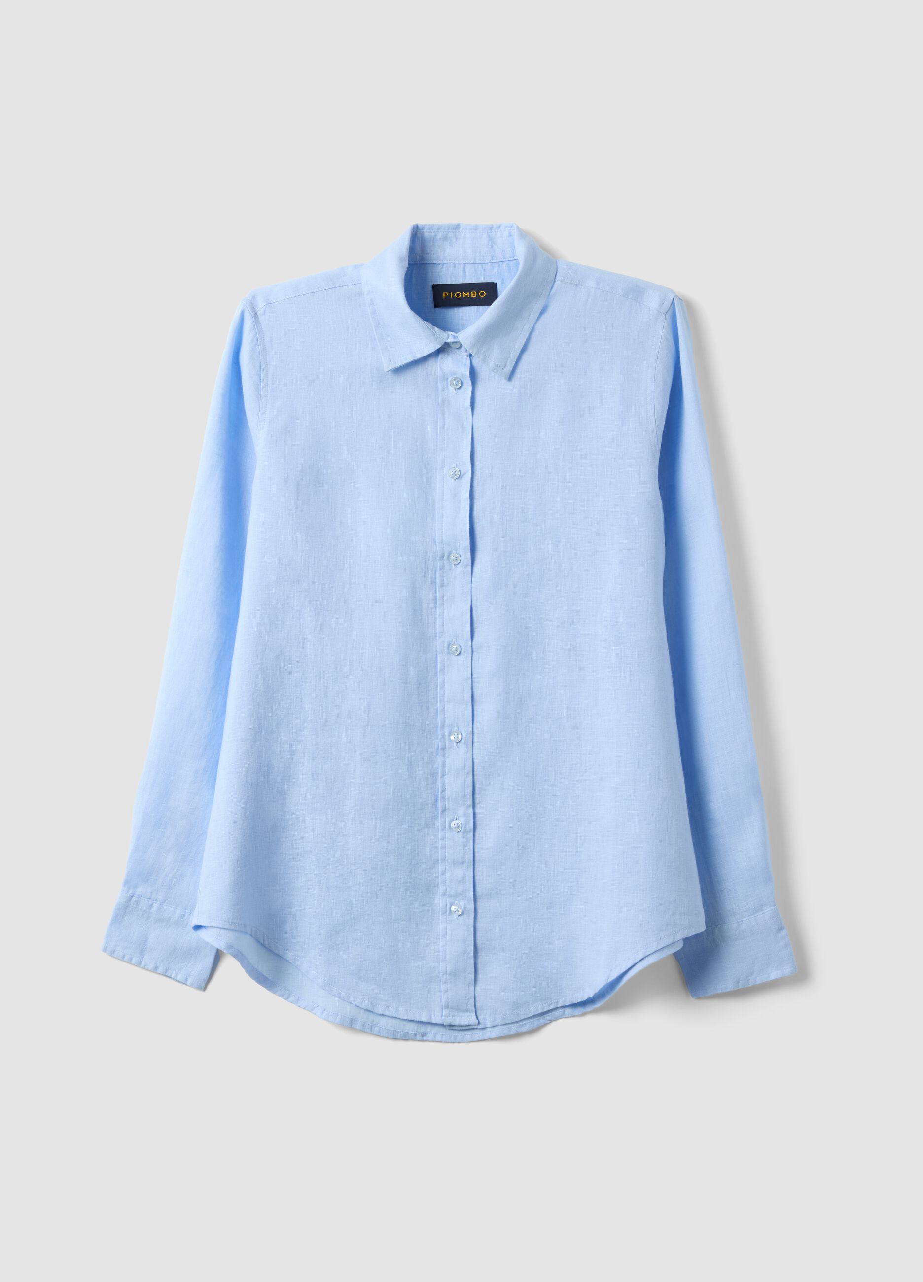 Light Blue Pure Linen Shirt, Regular Fit