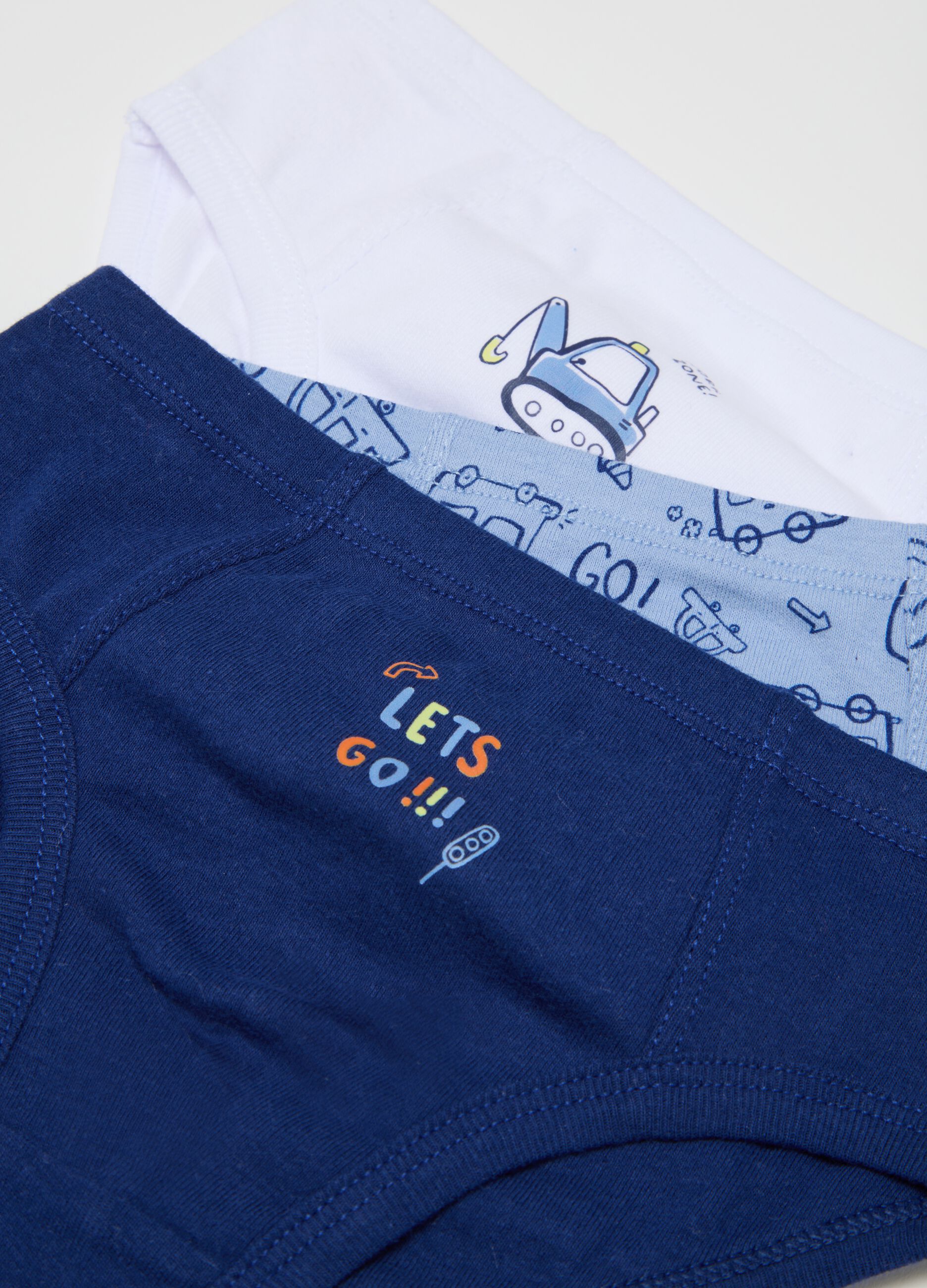 Set of three multicolour children's cotton pants, regular fit