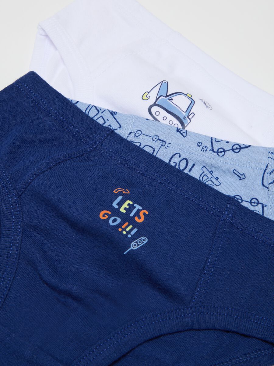 Set of three multicolour children's cotton pants, regular fit_2