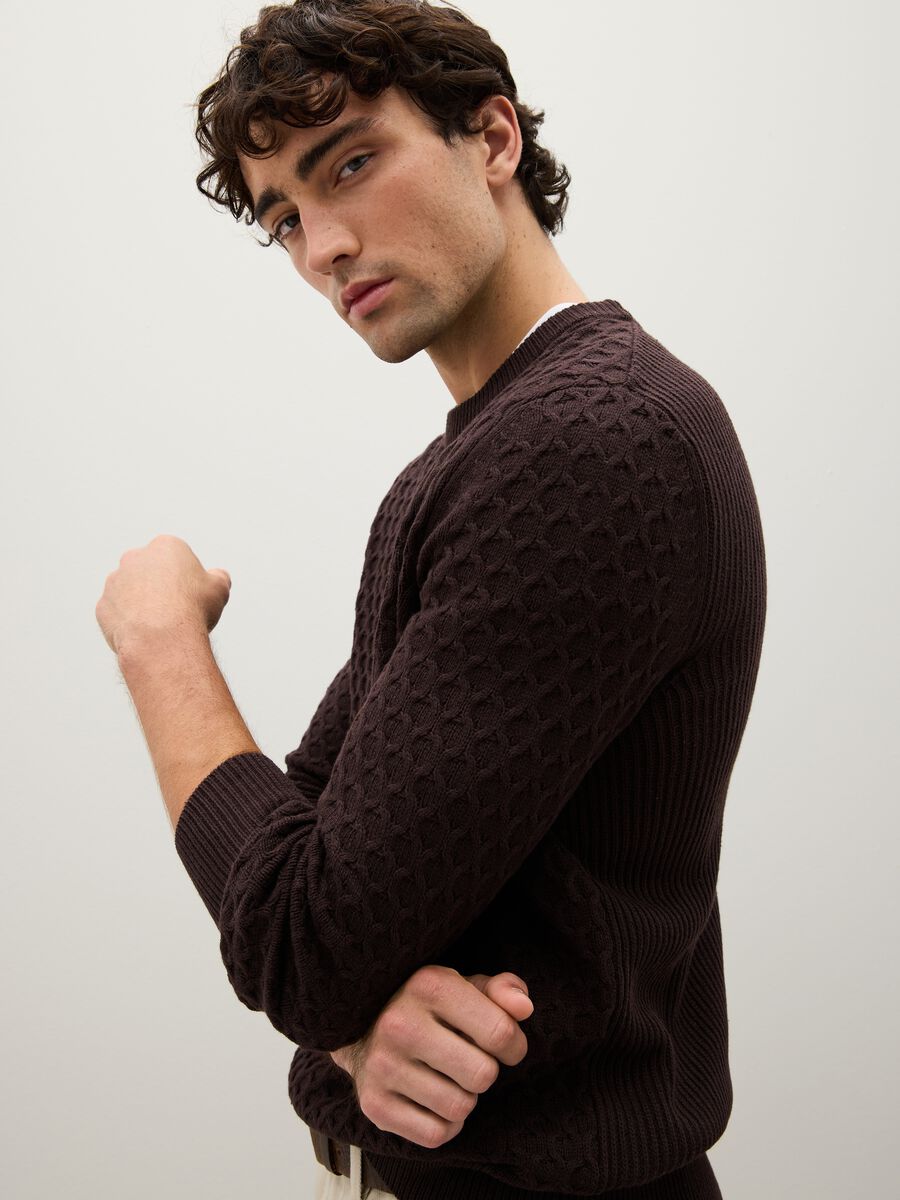 Brown cotton blend sweater regular fit_0