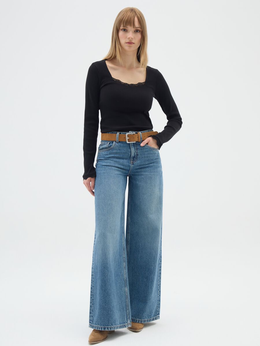 Maglia in misto cotone nera regular fit_1