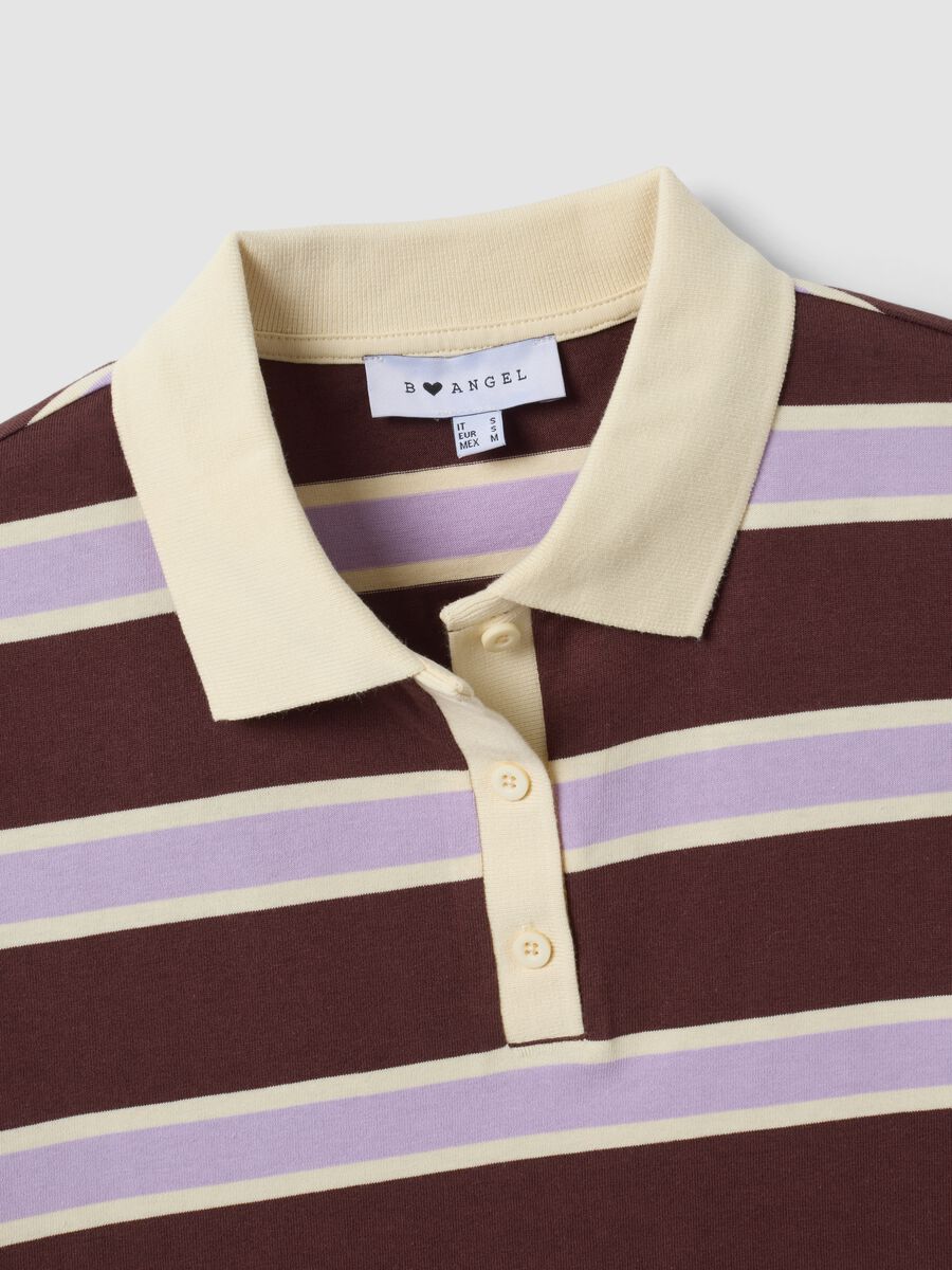 Polo marrone in puro cotone a righe over fit_1