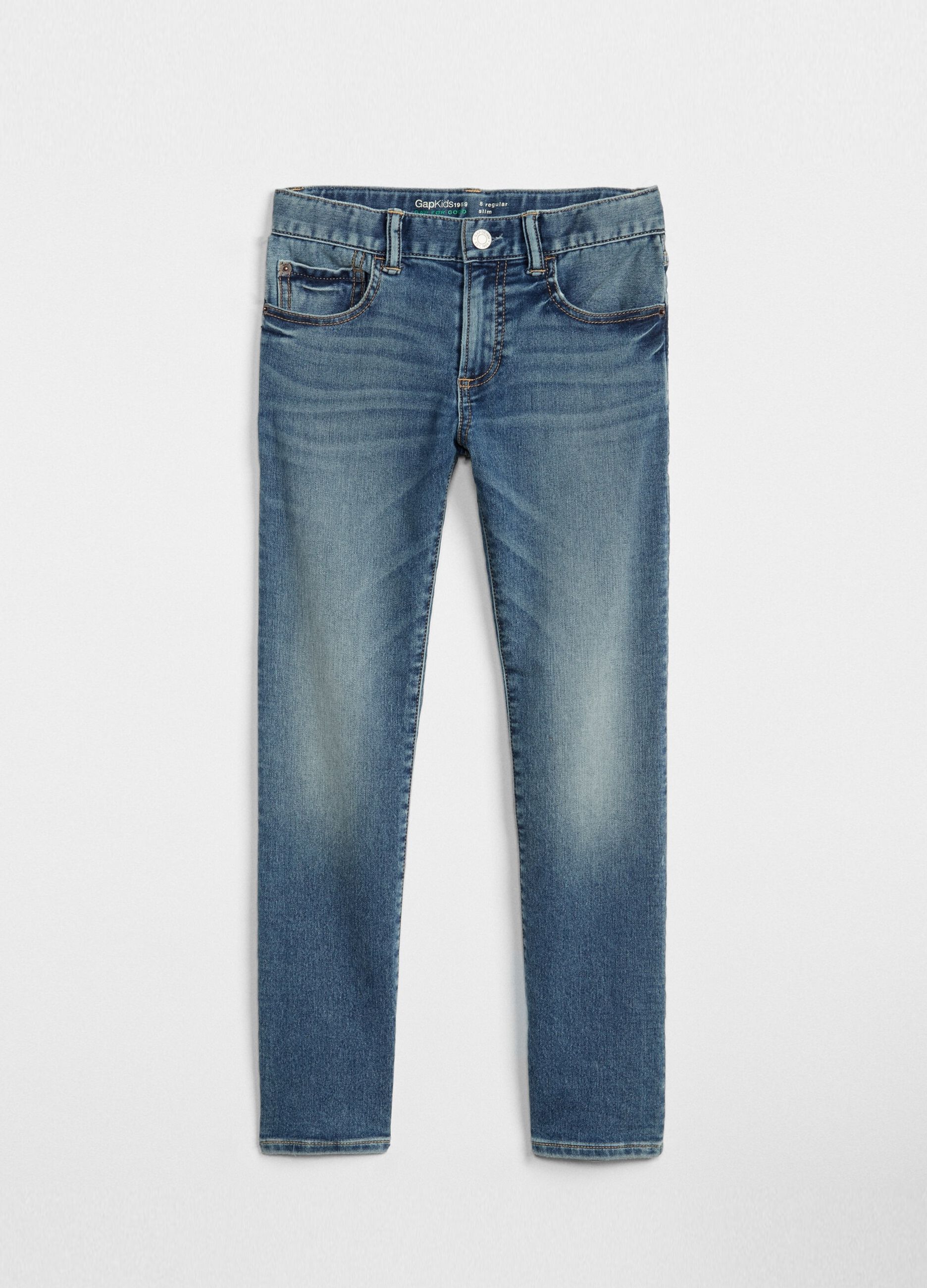 Slim-fit jeans with discolouring