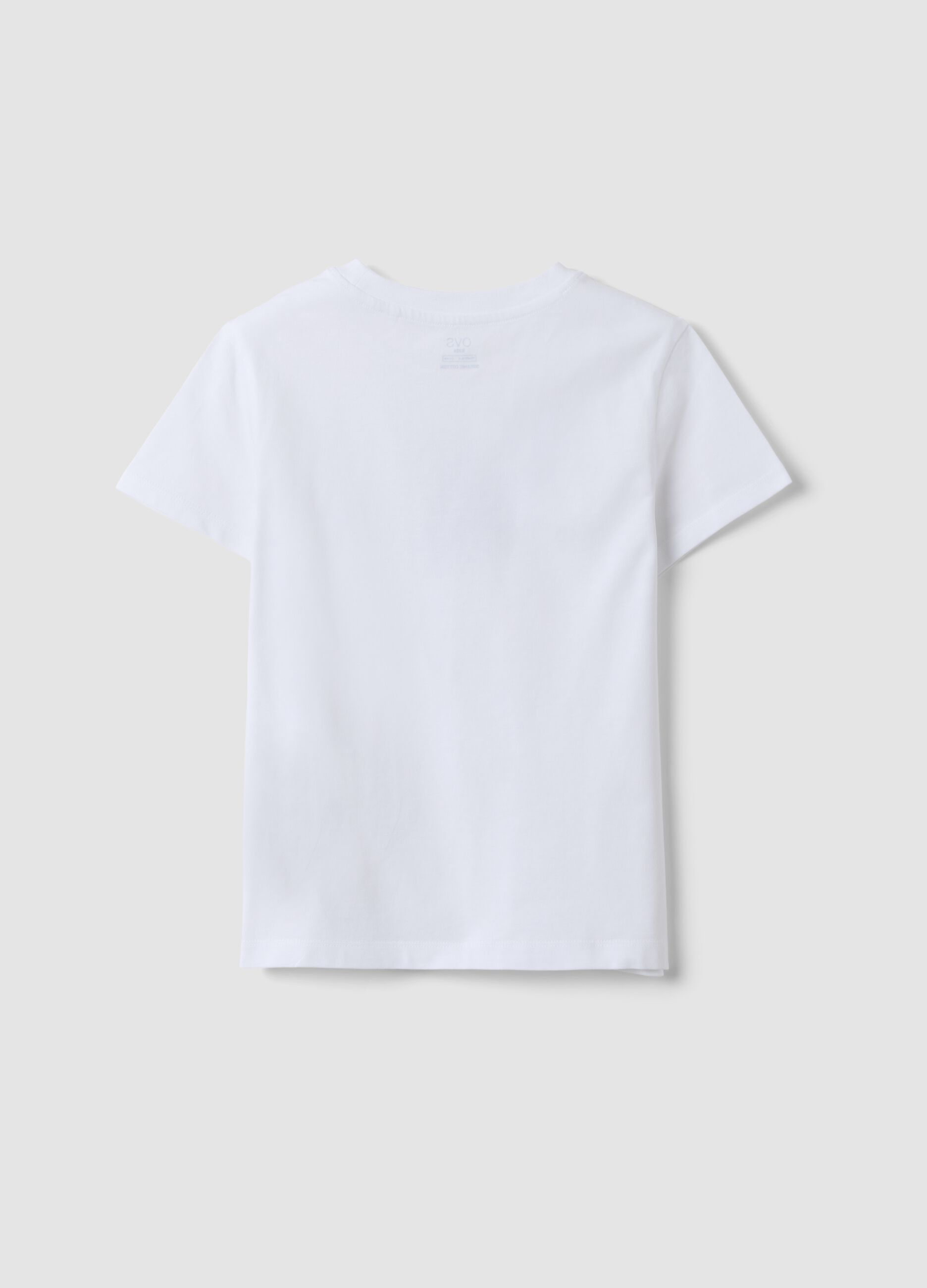 T-shirt bianca in puro cotone organico con grafica per ragazza